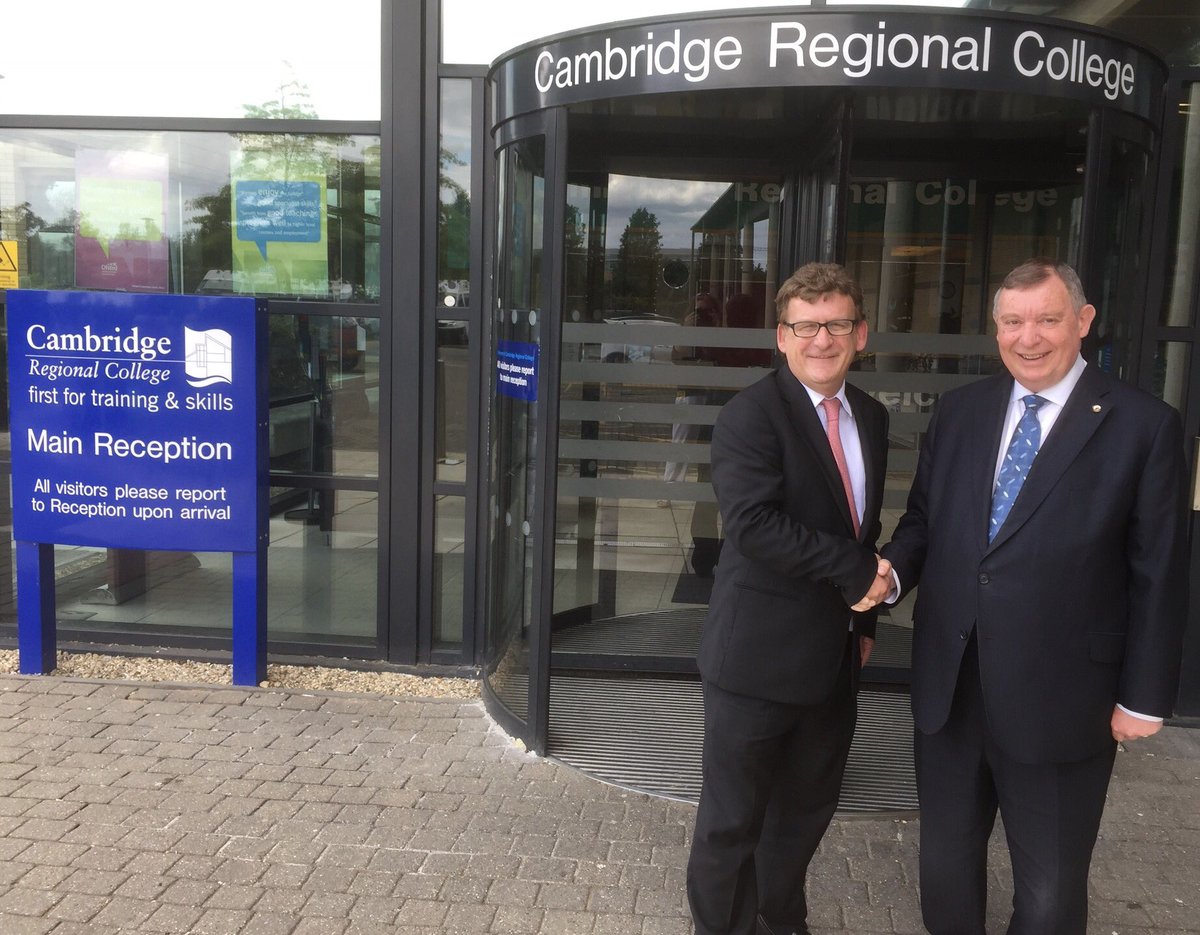 A14upgrade's tweet photo. Great news from Mark Robertson with me. Cambridge Regional College is the top college in the country for Level 3 results 16-18 year olds https://t.co/JZBrMjCcZA