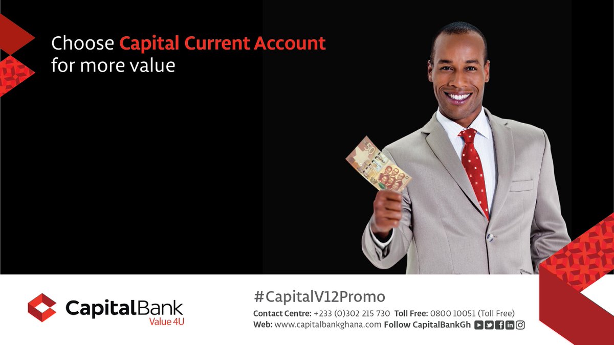 GCBBankPLC's tweet photo. Welcome to the month of new beginnings! Switch to Capital Bank to enjoy great #Value on your Current & Savings Accounts today. #V12Promo https://t.co/QECct9ITCR