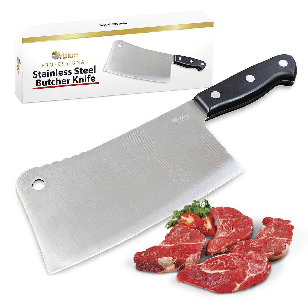 lovingmykitchen's tweet image. 31% OFF Orblue Stainless Steel Chopper-Cleaver Butcher Knife 7-inch Blade! Code: AGBK31FF to get it for only $14.40. amzn.to/2hf2Inf