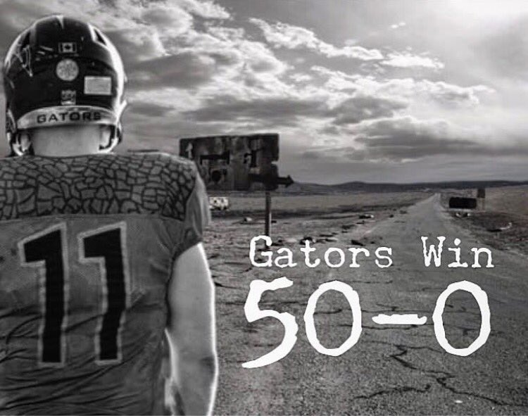 CalgaryGators's tweet photo. The Calgary Gators released their inner Road Warriors again with a 50-0 Victory over Lloydminister. Locking up 2nd place with a  7-1 record https://t.co/rffQHFXl0l