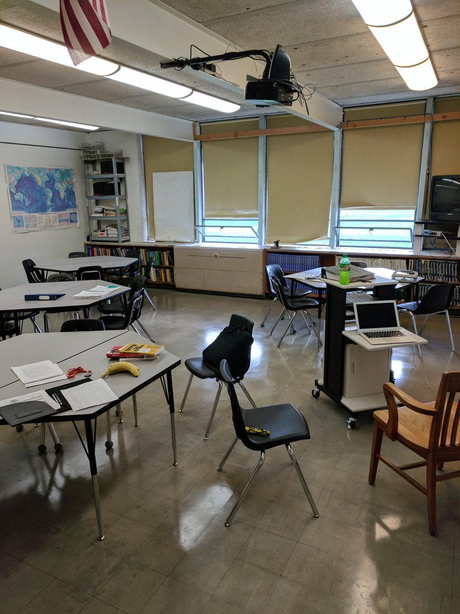 d_fisher1981's tweet photo. I'm getting my classroom and my office ready on my first day back to work. #westprairiehs https://t.co/yMUTsjcR8y
