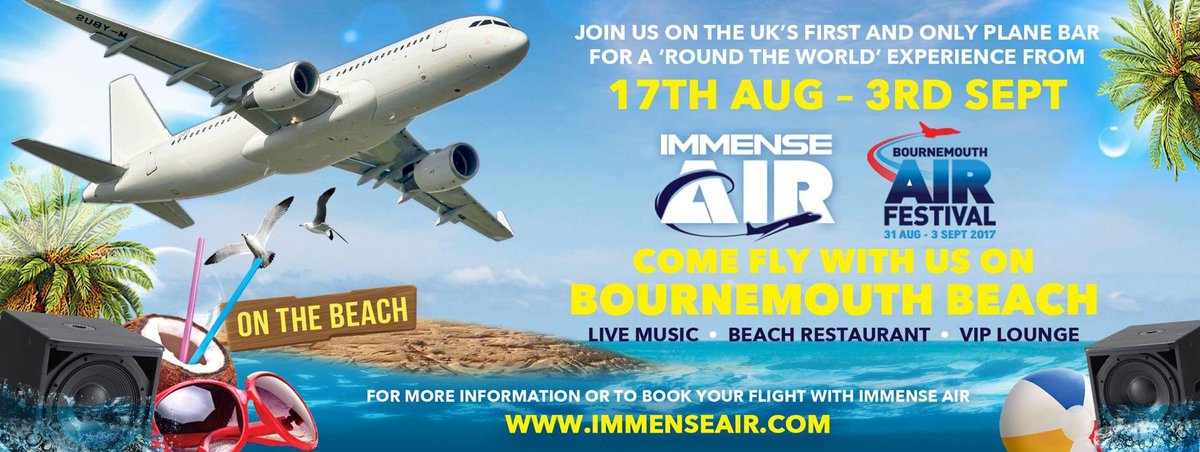 Landing Aug 17 ahead of <a href="/BmthAirFest/">Bournemouth Air Festival</a> <a href="/immenseair/">ImmenseAir</a> are bringing the UKs 1st &amp; only PLANE BAR to <a href="/bmouthofficial/">Love Bournemouth</a> Beach
immenseair.com