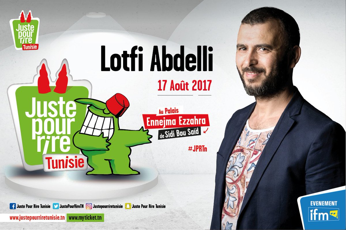 JustePourRireTN's tweet photo. Le 17 août sera avec @lotfiabdelli1 et Nomane Hosni en première partie ;) https://t.co/LnRhiEV0x1