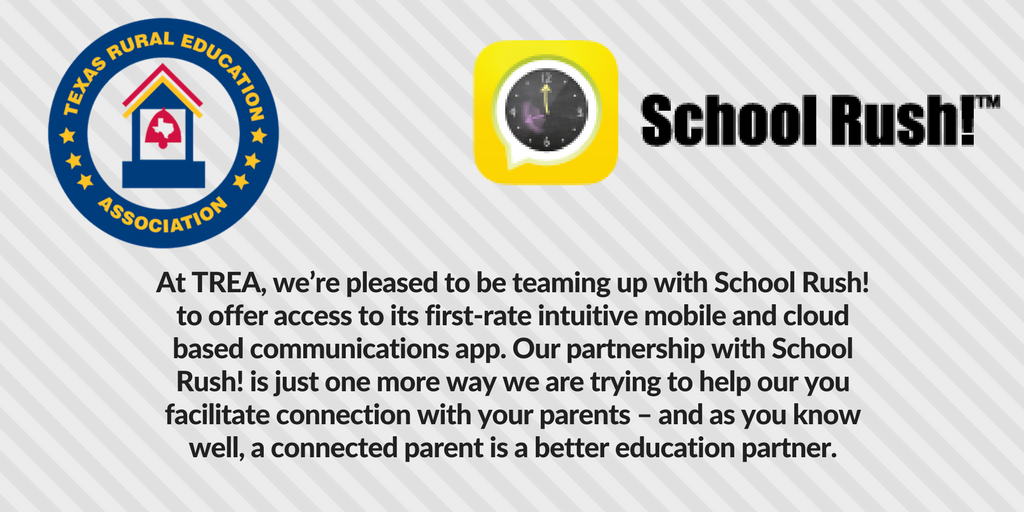 TxREA_'s tweet image. @TxREA_  is pleased to be teaming up with School Rush to offer access to its first-rate intuitive mobile &amp;amp; cloud based communications app.