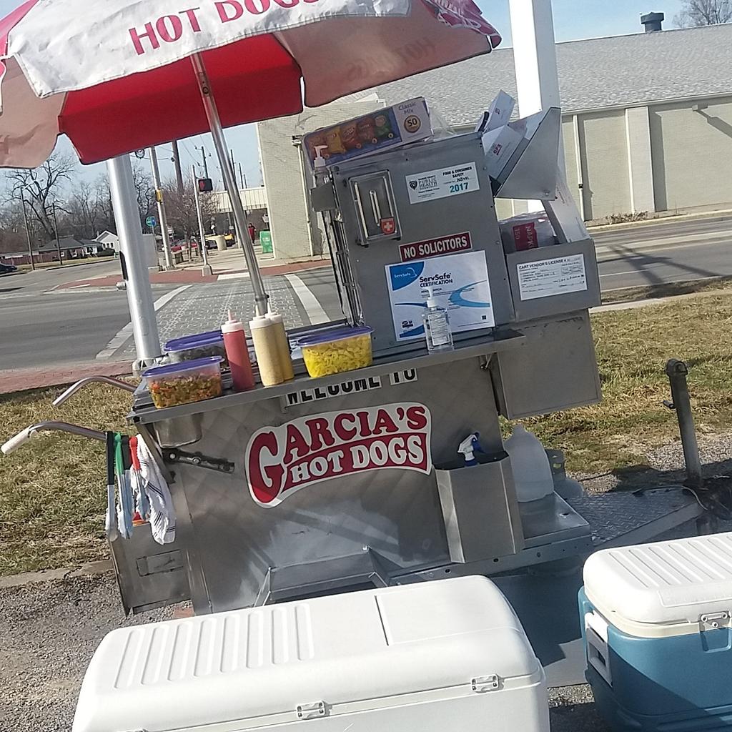Good morning friends Garcia's Hot Dogs open today from 10:30am to 7:00pm 16and Emerson