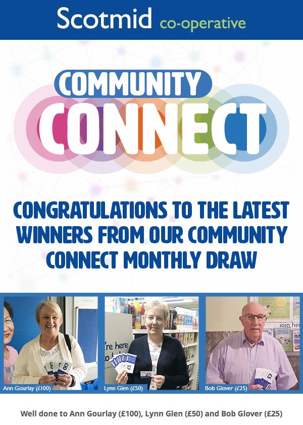 CONNECT | Congratulations to our latest #CommunityConnect Monthly Prize Draw winners Ann Gourlay, Lynn Glen and Bob Glover ✅