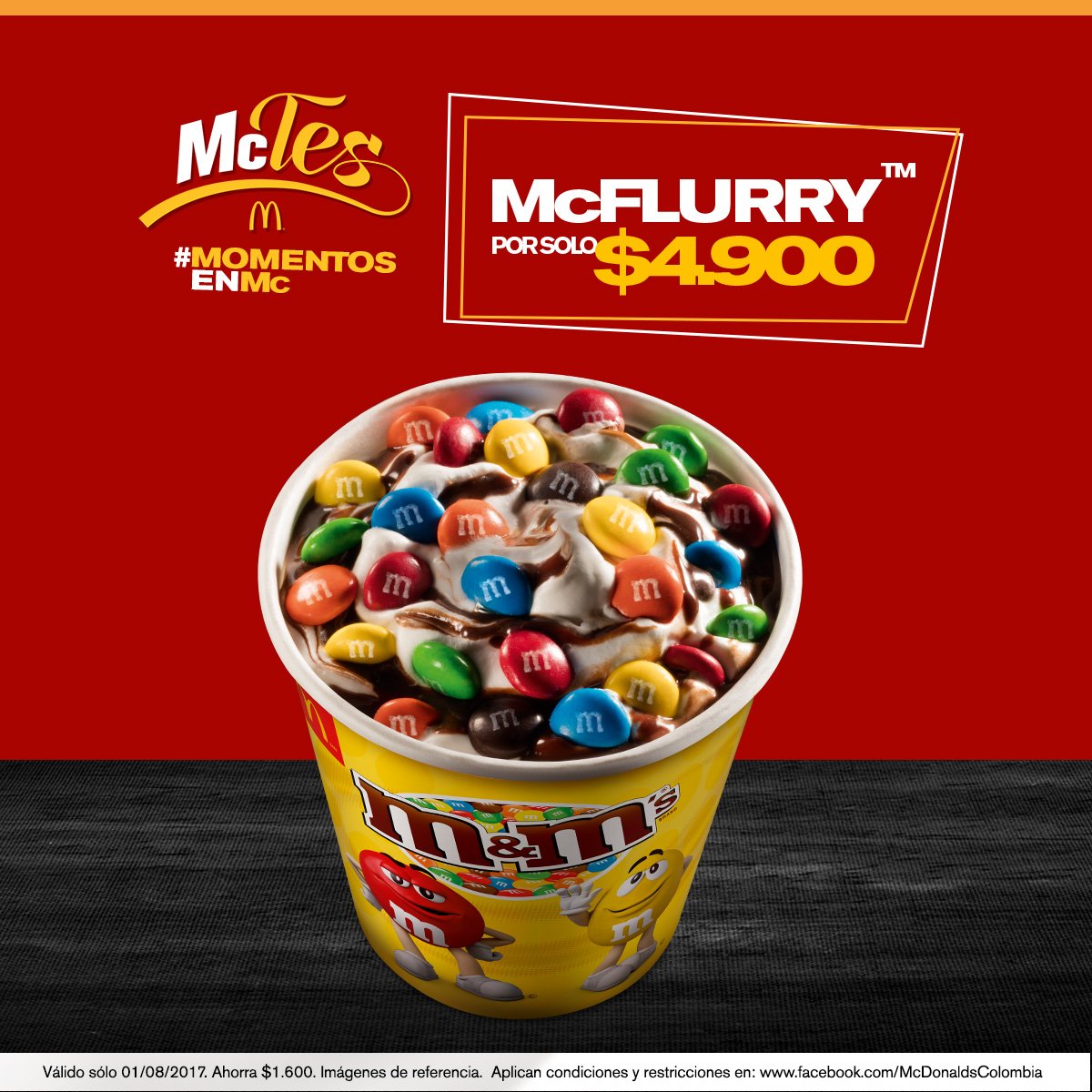 McDonaldsCol's tweet photo. SOLO 01-08-2017 #McTes de #MomentosEnMc. RT y cuéntale al cajero tu mejor Momento En Mc para disfrutar la promoción. https://t.co/EFobAz4hQI https://t.co/ZOqfybxQMg