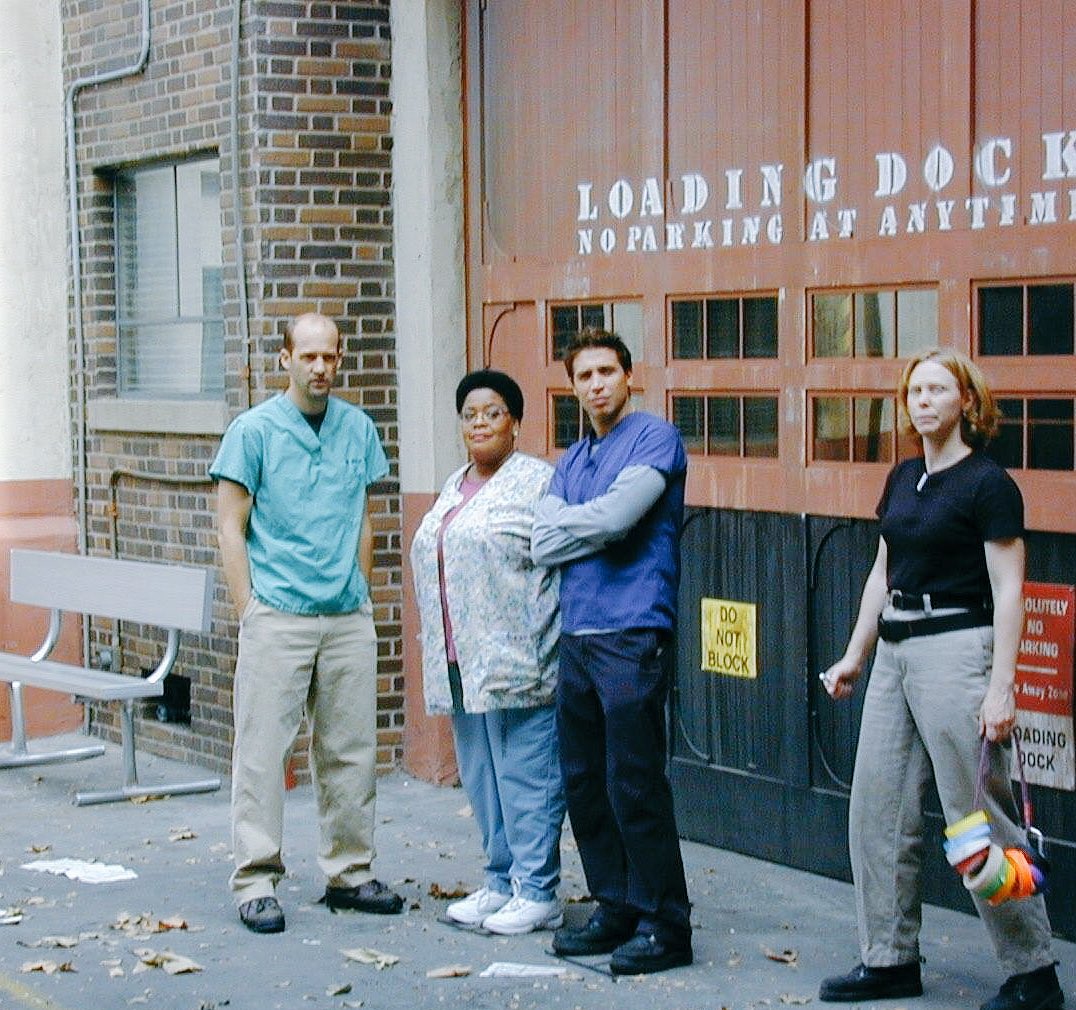 ErikPalladino's tweet photo. @KateCliffo @anthonyedwards And a gift for you. Old school Style and behind the scenes. Photo cred Tommy Burns. #tvhistory #ernbc https://t.co/Oo72edMfLu
