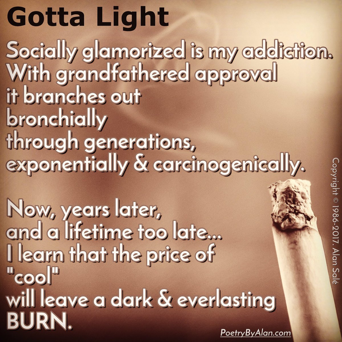 PoetryByAlan's tweet photo. #WorldLungCancerDay #SMOKING #Cancer #Truth #TooLate #burn #lungcancer #cool #TuesdayThoughts #TuesdayMotivation #lit #litup #yourefired #la https://t.co/319davn9R6