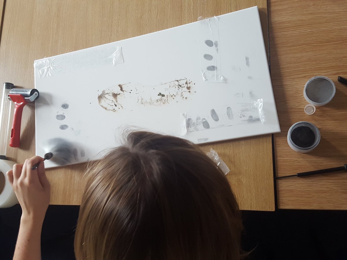 vail_johnson's tweet photo. Practicing for next week's @SmallpeiceTrust course! #forensics #fingerprints #powdereverywhere https://t.co/Ls0pMUoNPa