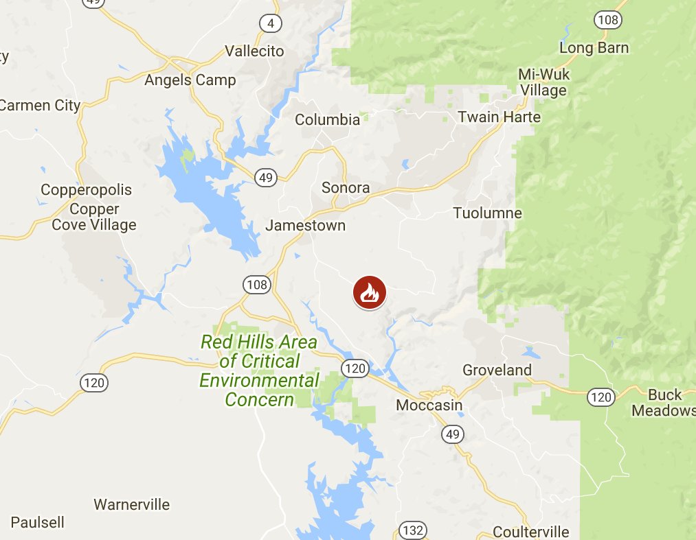 CAL_FIRE's tweet photo. #TwistFire [update] off Twist Road south of Algerine Road, Jamestown (Tuolumne County) is now 124 acres and 70% contained. https://t.co/O5mPjJze55
