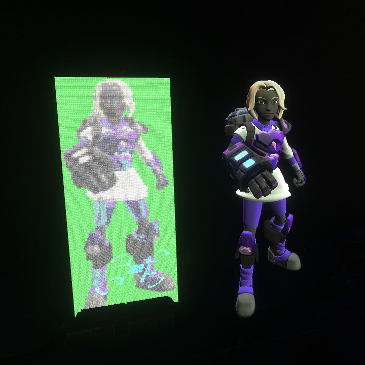 creativersegame's tweet photo. From Creativerse to MS Paint to Excel back to Creativerse via *sixteen* overlapping Arc Signs. This is how RSoM LuckySheep shoots a selfie. https://t.co/eABG0PczDA