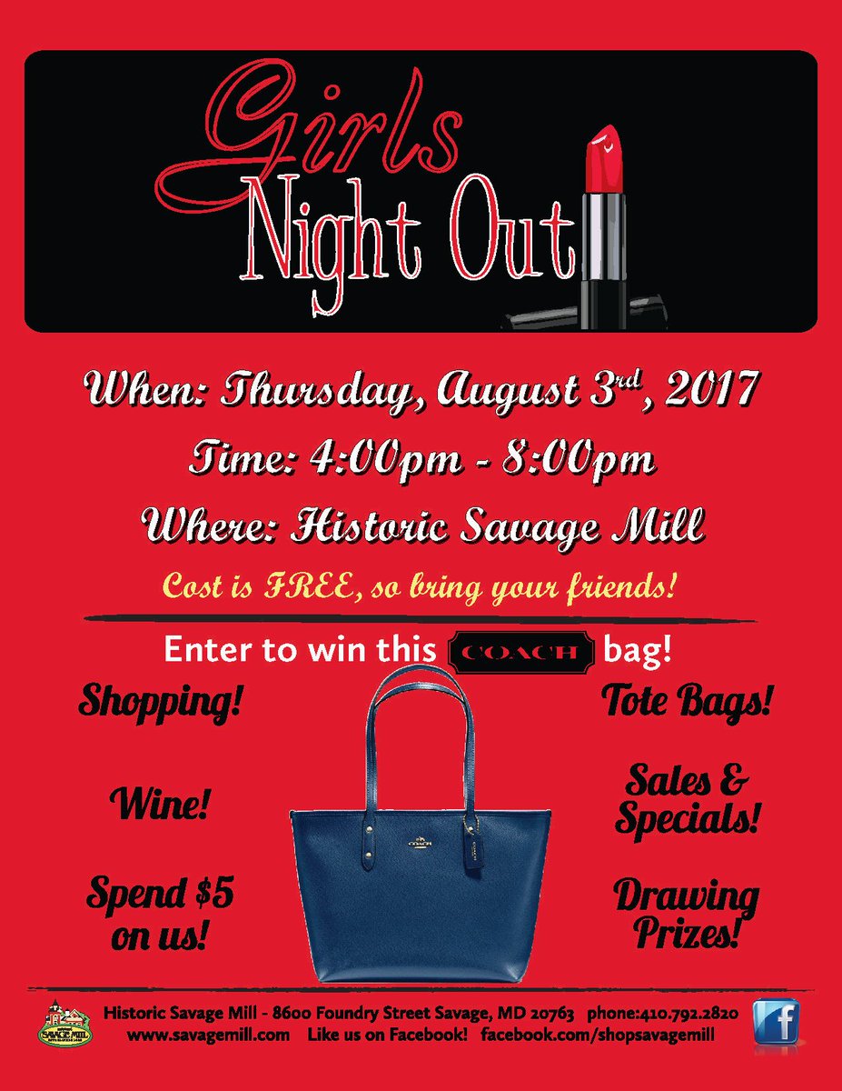 Girl's Night Out at <a href="/SavageMill/">Historic Savage Mill</a> is this Thurs, Aug 3! SavageMill.com