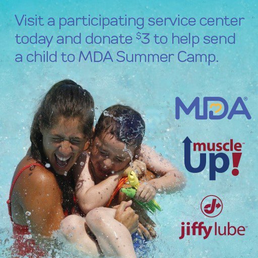 MDALosAngeles's tweet photo. Change more than oil. Help change a life. #MuscleUp for MDA
by making a $3 donation at your local @JiffyLube today! https://t.co/UHmGwCOtoL https://t.co/gnk13y0ks5