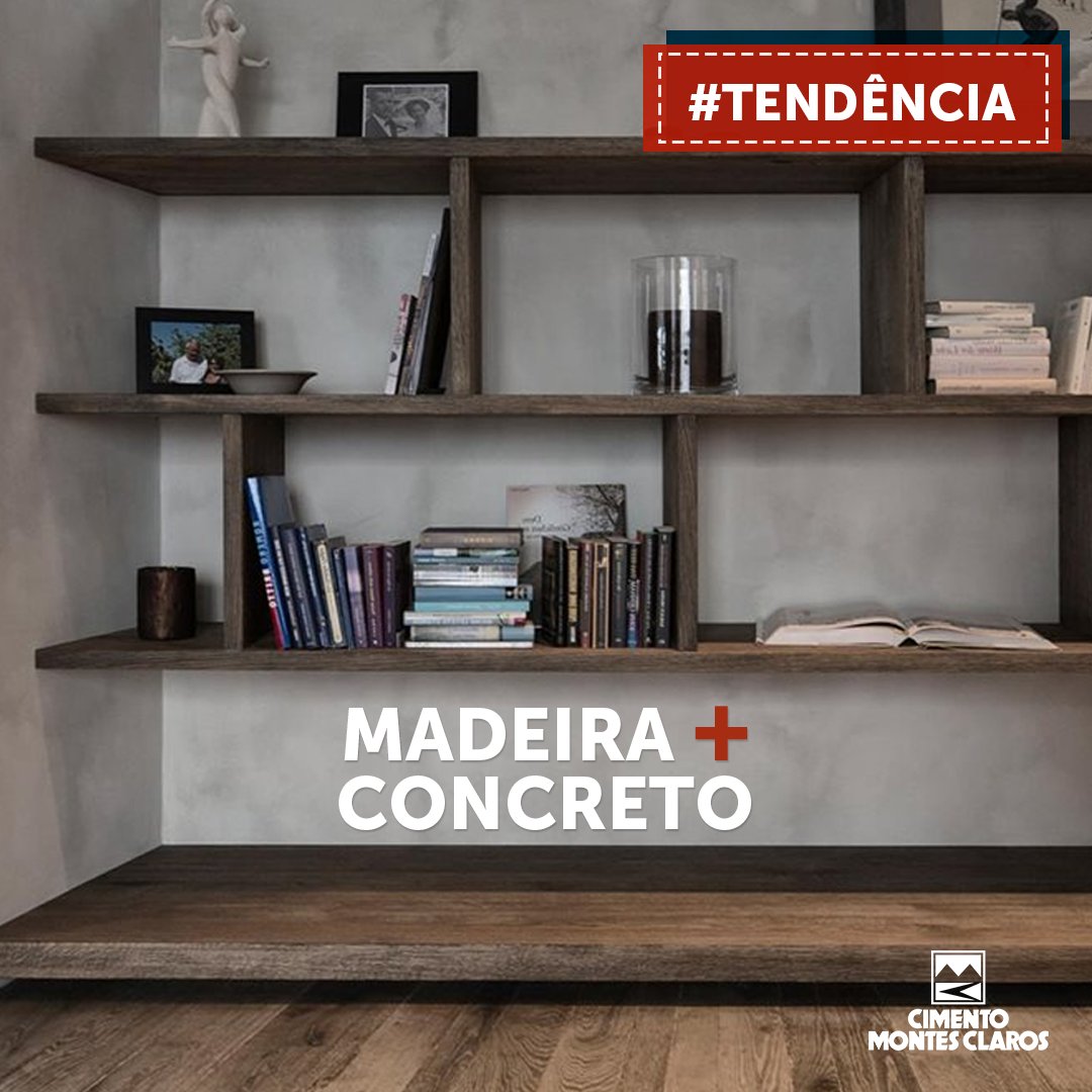 Que tal essa mistura de madeira com concreto aparente ao fundo da parede? 👍😉 #CimentoMontesClaros #CimentoMOC #Tendencias