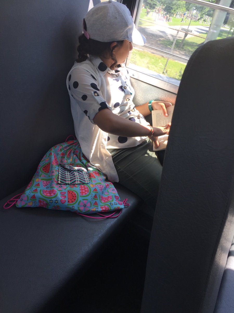 ReadALotLDSB's tweet photo. Enjoying a good book on the way home from @MollyBrant_LDSB summer literacy program! #wheredoyouliketoread? #goodbook #chapters https://t.co/Jf1iC8sK7L