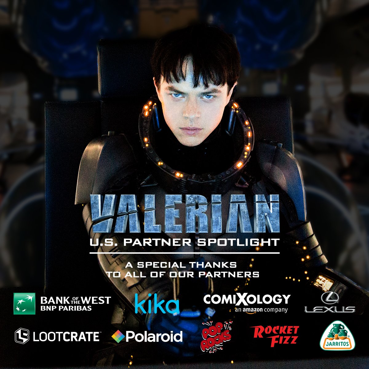 ValerianMovie's tweet photo. Special thanks for our partners who helped make this spectacular adventure possible. See #Valerian in theaters NOW. https://t.co/BMlOlDHVoc https://t.co/Rrgg7bskKW