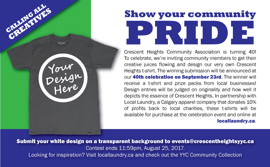chcayyc's tweet photo. #YYC CONTEST: Design a t-shirt representing #CrescentHeights! The winning design will be produced by @locallaundry  https://t.co/AGoEq3pLKU https://t.co/Tej08VtKcl