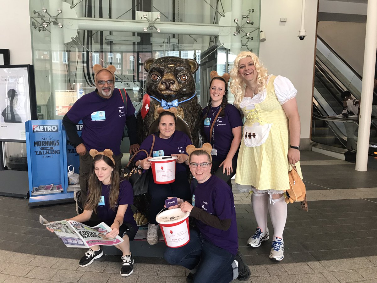 TransportForWM's tweet photo. The @Bham_Childrens the bear that cares and bear hug @NetworkRailBHM official done! #nwmbears https://t.co/dTYRBhOFLf
