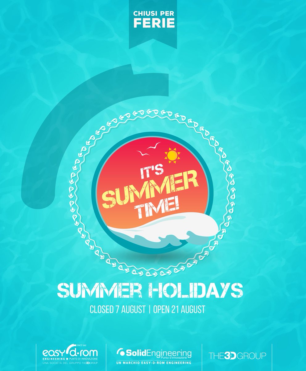 easydrom's tweet photo. #ITSSUMMERTIME
Dal 7 al 20 Agosto i nostri uffici saranno chiusi.
Le attività riprenderanno regolarmente a partire da Lunedì 21 Agosto. https://t.co/Ftr6gZZy9E