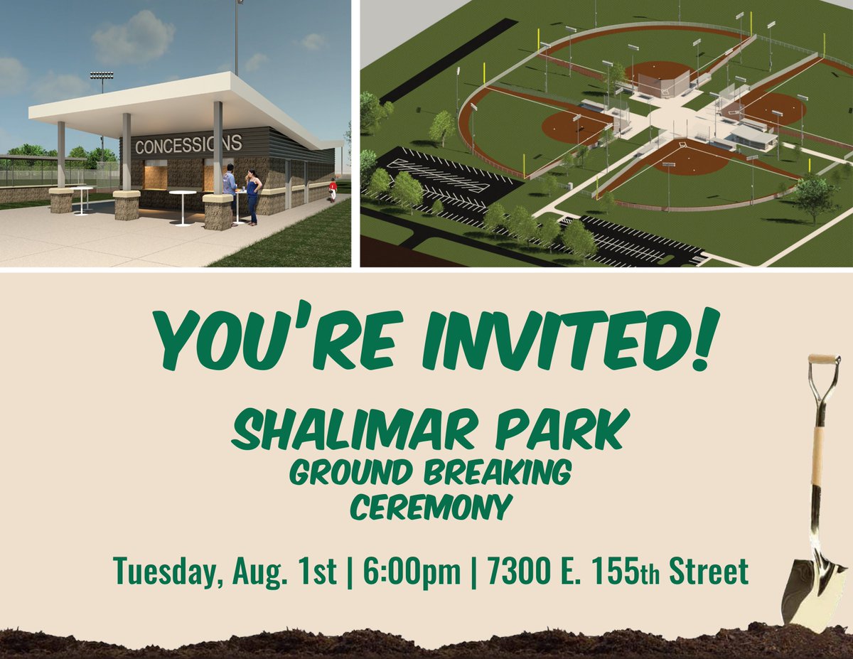 GrandviewParks's tweet photo. Please join us TONIGHT at 6pm for the #ShalimarPark ground breaking ceremony! New #baseball fields will be ready for 2018 #SpringLeagues! https://t.co/dHUhFqVLEo