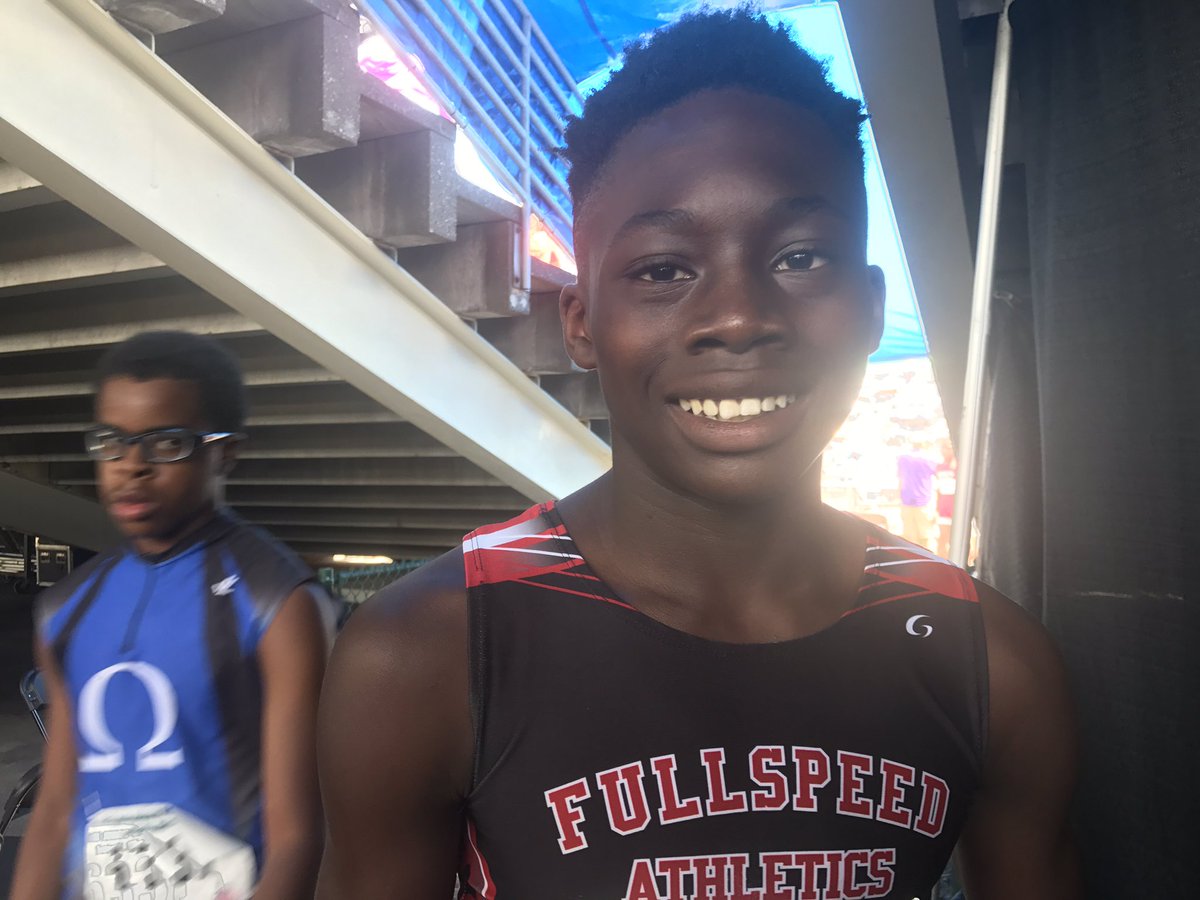 milesplit's tweet image. Nyckoles Harbor runs 23.80 to just miss the 12 year-old boys National Record of 23.65!