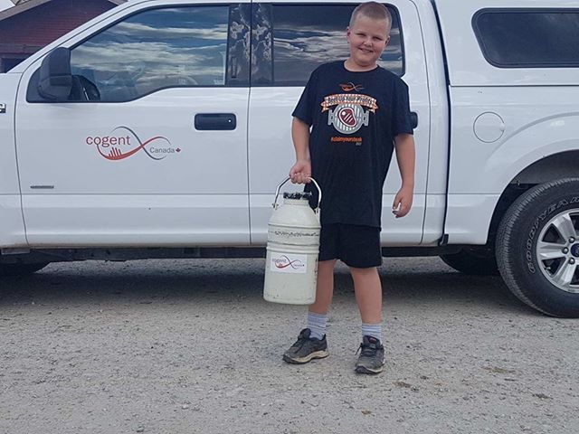CogentCanada's tweet photo. Thanks for helping @brent_howe on a hot day Symen De Boer and welcome back De Boer Holsteins to this week’s #claimyoursteak draw! https://t.co/3Eg7y8mFdV