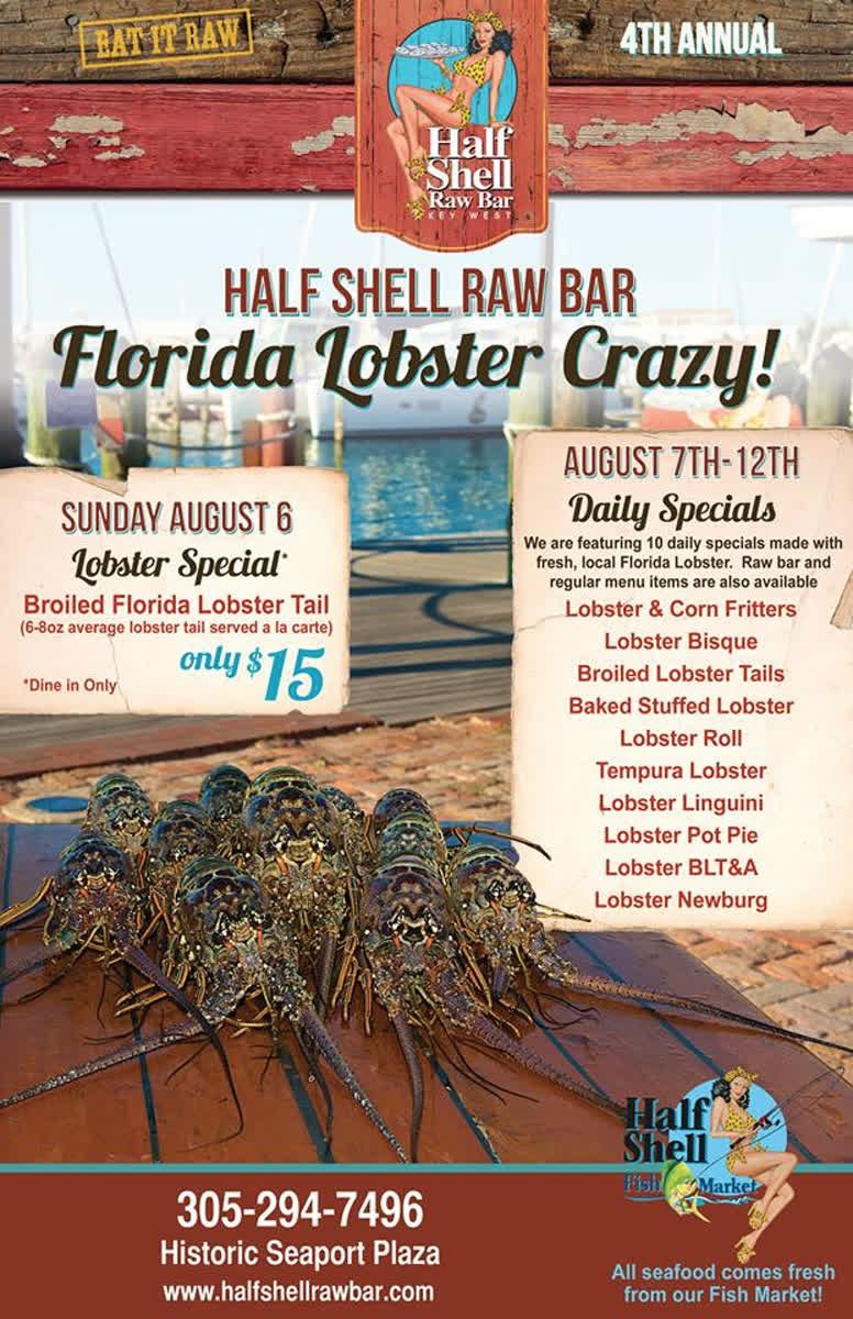 HistoricSeaport's tweet image. Mark your calendars for @HalfShellRawBar's Florida Lobster Crazy Days this Sunday (8/6)! Enjoy 10 #lobster specials each day! #LoveFL #KWHS