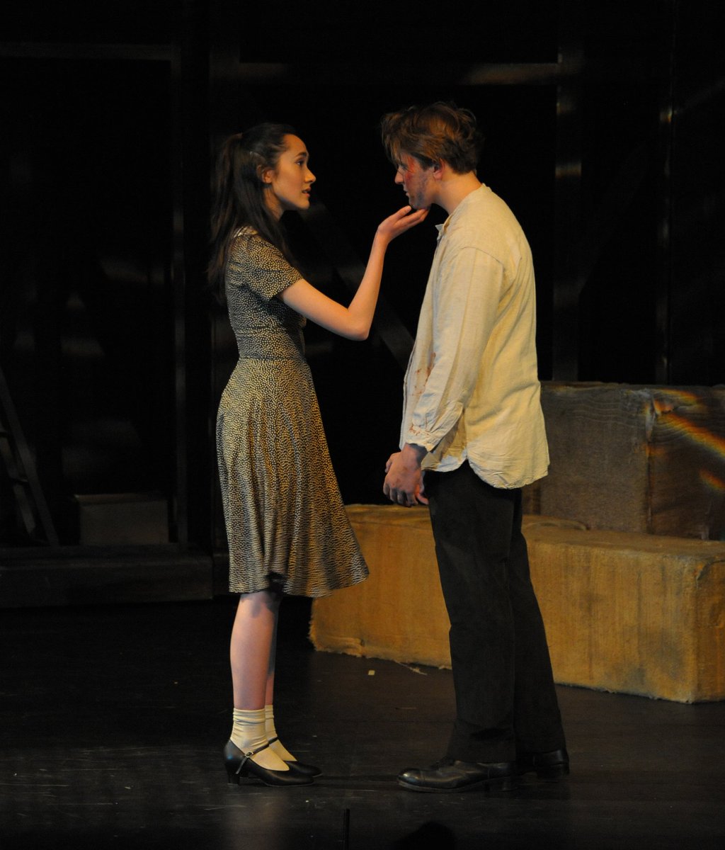Hana Copestake as Swallow and Harry Jobson, The Man, in a scene from #WODYS #WhistleDownTheWind