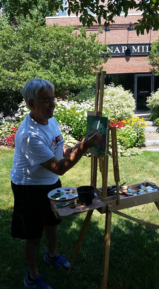 BelknapMill's tweet photo. @larry_frates LunchBox to PaintBox in the Rotary Park today. He is our very talented Artist-in-Residence. Find out more www.belknapmill.or g https://t.co/bzou5QvQWI