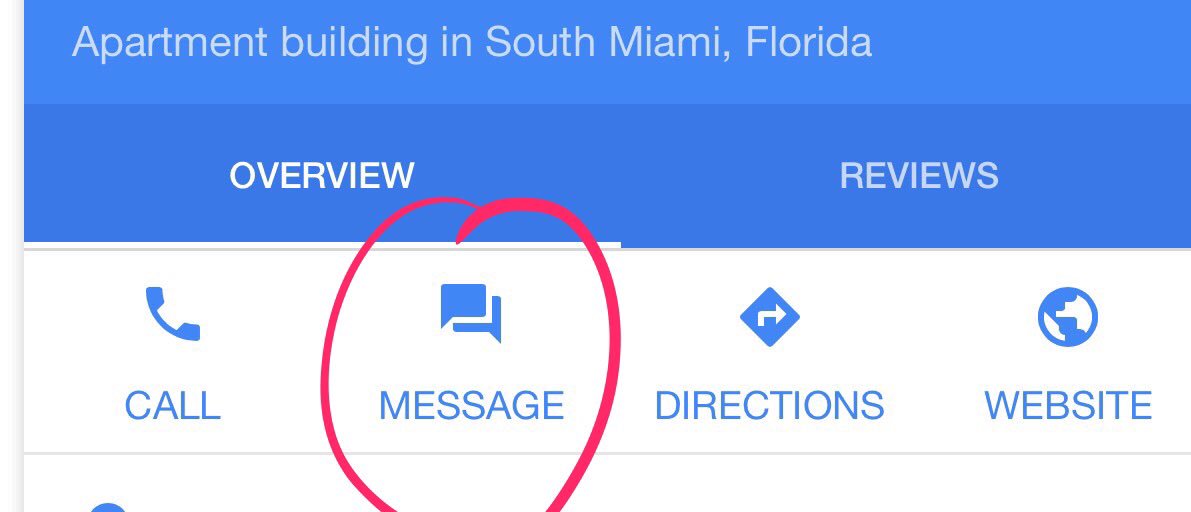 Our first client just enabled text messaging through their Google My Business listing #Multifamily #AptChat