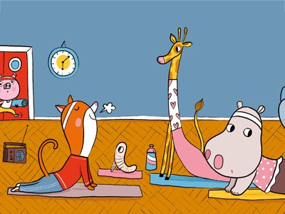 Updated my <a href="/dribbble/">Dribbble</a> with a few shots! dribbble.com/marianeradova
#kidlitart #yoga #animals #illustration