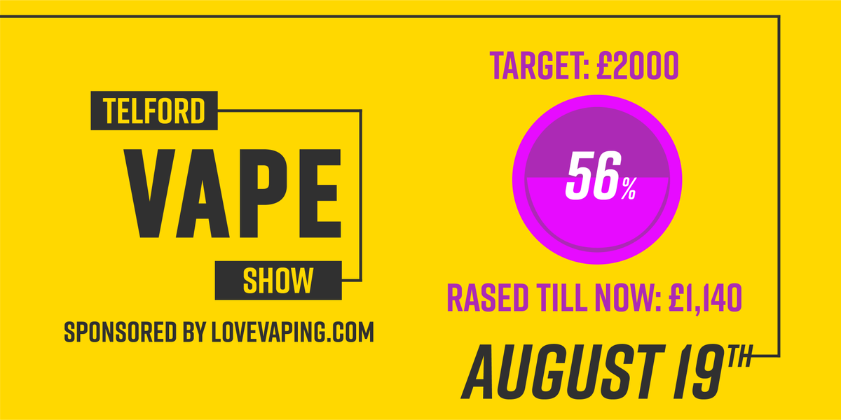 Telford Vape Show by Kevin Hill. Learn more about Kevin's story here: lovevaping.com/telfordvapeshow
Remember: we'll be adding £1 to each donation💚