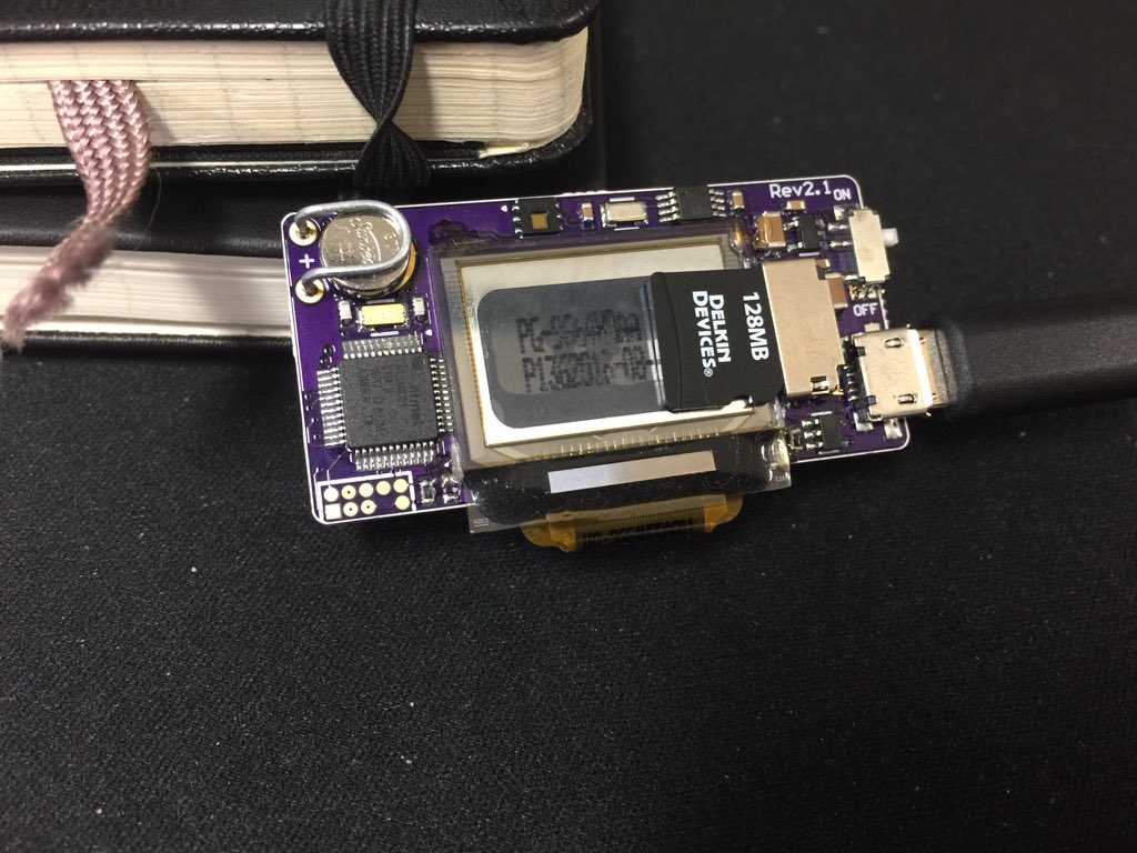 mikerankin's tweet photo. Latest revision of the #Arduino #SAMD21 colour oled board allows the microSD to sit behind the bare glass. https://t.co/QWyIuD2GZ2