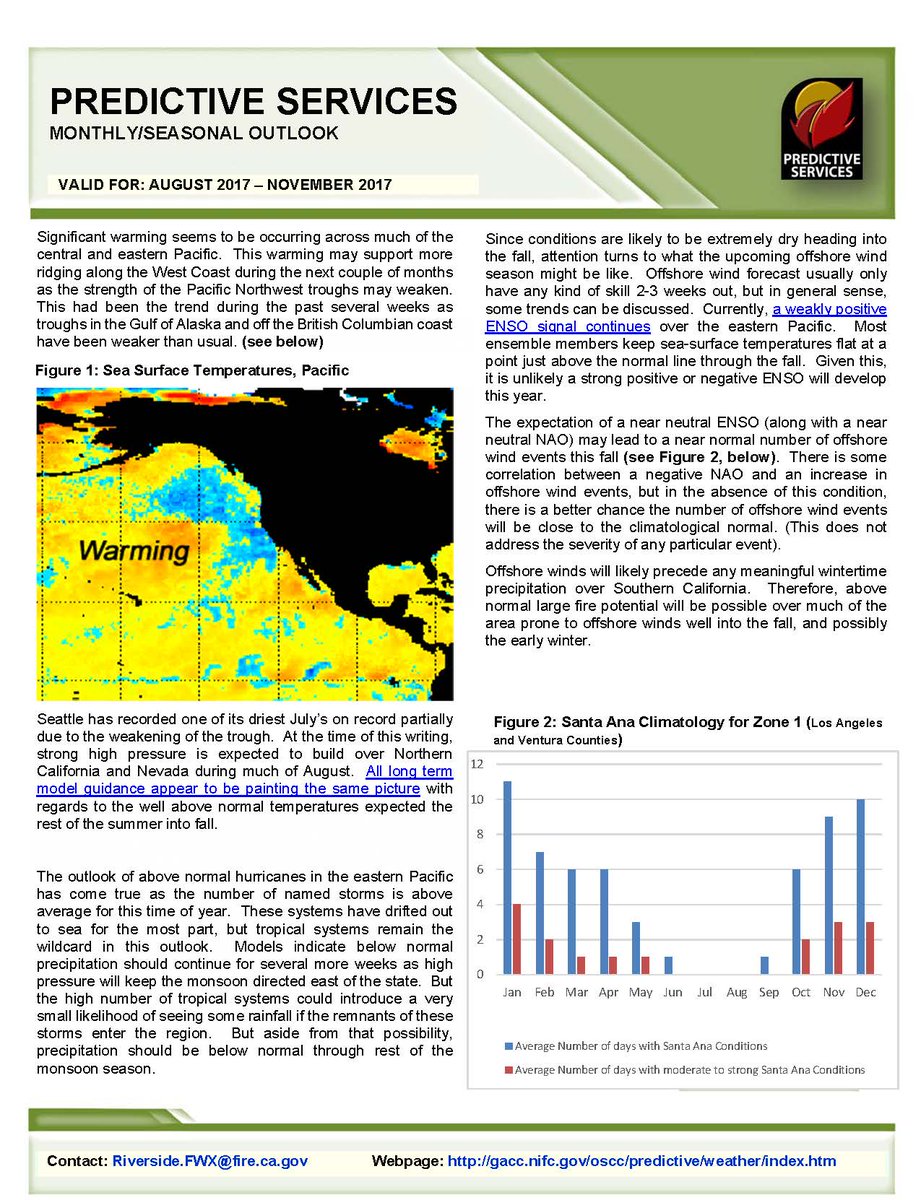 JhawkFire's tweet photo. #SoCal #SouthOpsPredictiveServices August-November2017 Outlook #FireWeather #FireFuels #FireBehavior Go2SourceGr8Info. ThankU @firewxmusic https://t.co/wxdweFAvEZ
