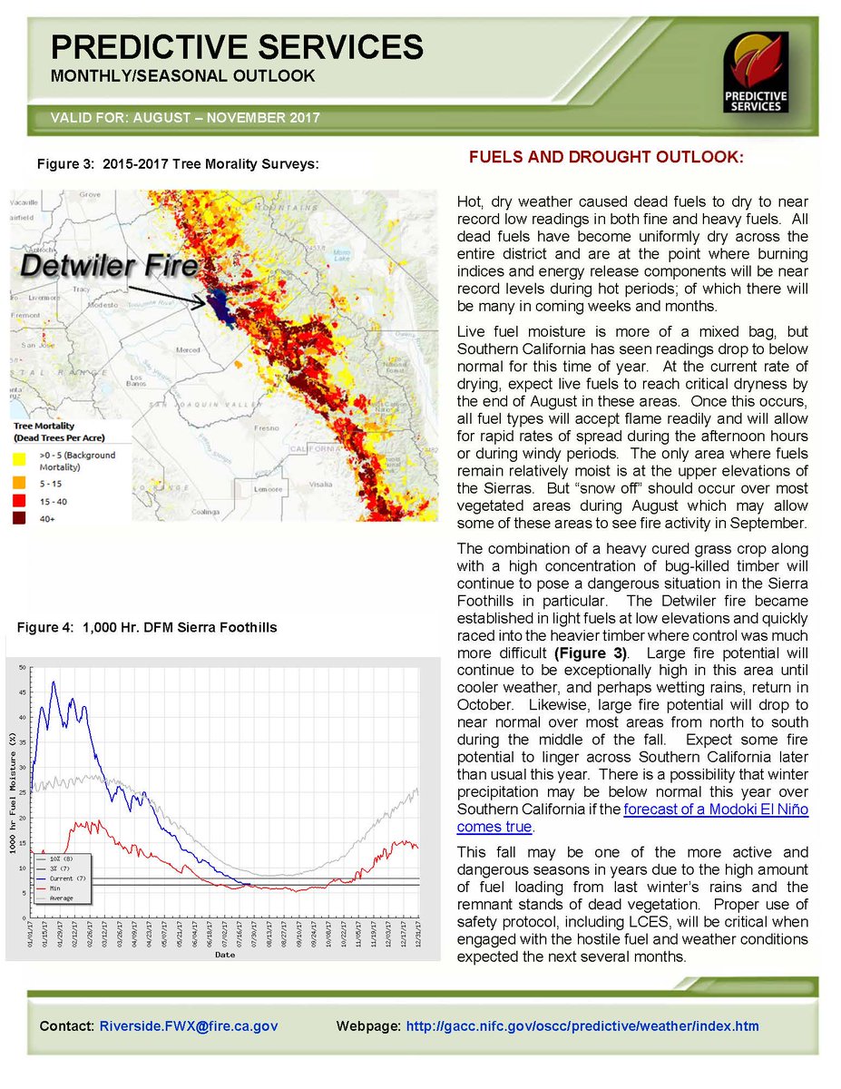 JhawkFire's tweet photo. #SoCal #SouthOpsPredictiveServices August-November2017 Outlook #FireWeather #FireFuels #FireBehavior Go2SourceGr8Info. ThankU @firewxmusic https://t.co/wxdweFAvEZ