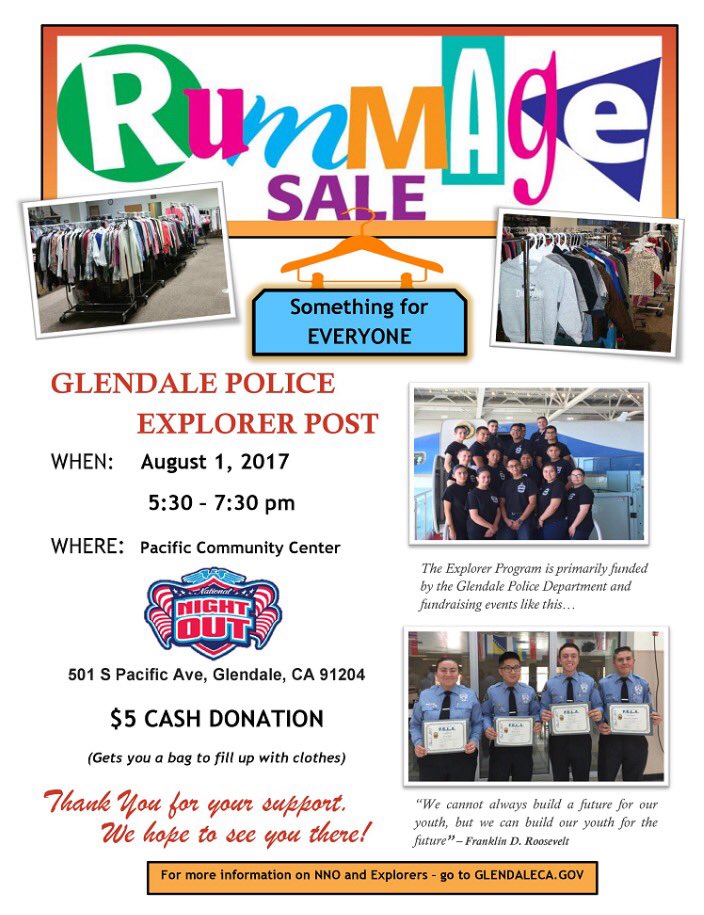 The 34th Annual National Night Out is TONIGHT! Go to glendalenno.com for more details. See you tonight! #NationalNightOut ⚫️🔵⚫️ #NNO