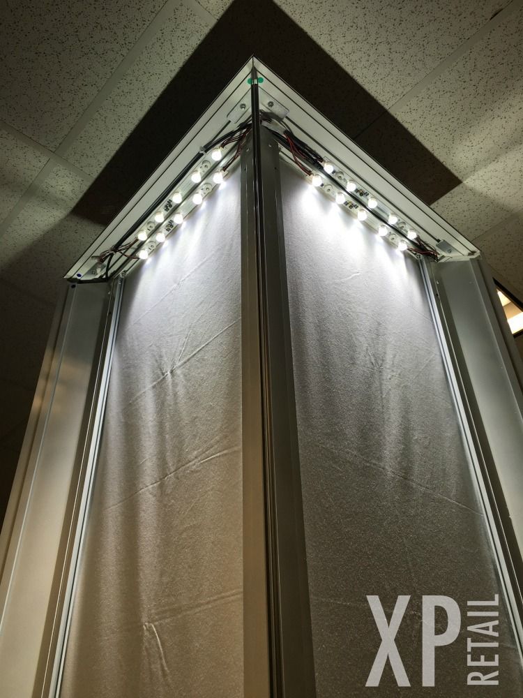 XPRetail's tweet image. Here&apos;s an inside look at our light boxes that can wrap any tension graphic around each corner! 

#SEGFrames #tensionfabric #columnwraps