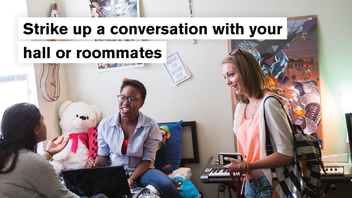 ASUHousing's tweet photo. Strike up a conversation with your hall or roommates and invite someone to go grab a bite to eat with you. #ASUMoveIn #ASUHousing https://t.co/xQFaMKnNY8