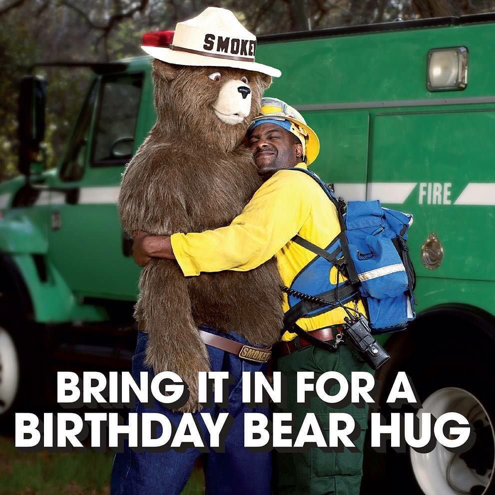 El_Centro_Fire's tweet photo. It’s almost here - @smokey_bear s #birthday! . Only 8 more days to go. #Almost73 #OnlyYou #smokeybearhug https://t.co/t0r6M1K70M https://t.co/56XPbftD1X