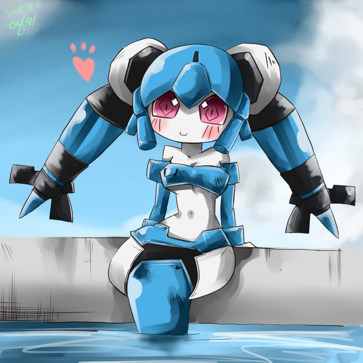 Tak91 No Twitter メダロットナビよりリトマー 本来ピンク のボディーカラーですが たまたま１０年近く前に描いたイラスト で なぜかブルーに塗っていたので 今回はブルーverで勝手に仕上げました 昔のイラストをスキャナーで取り込んでそのままなので お尻の置く
