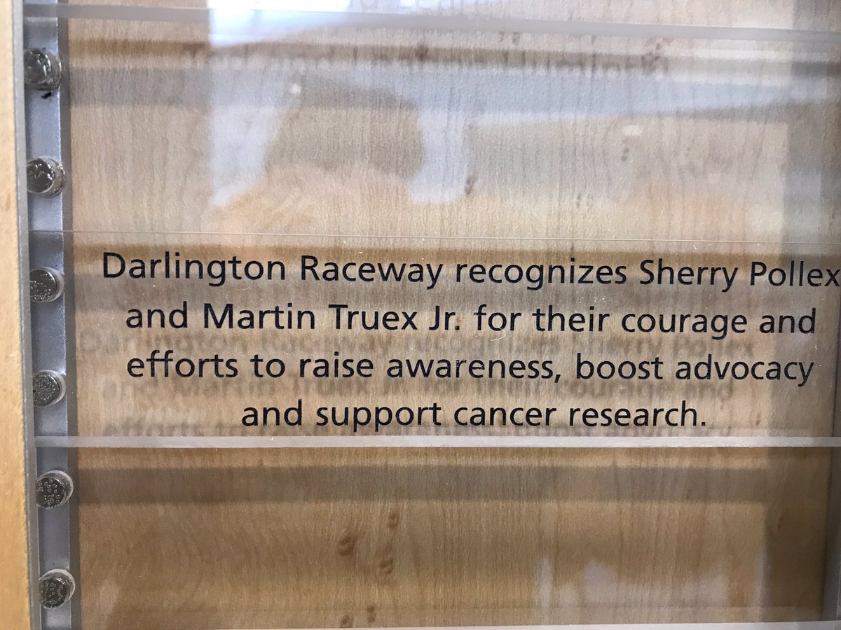 .<a href="/MartinTruex_Jr/">Martin Truex Jr.</a> and <a href="/SherryPollex/">Sherry Pollex</a>    are recognized by <a href="/TooToughToTame/">Darlington Raceway</a> for their work through the <a href="/MTJFoundation/">MTJFoundation</a> to support cancer research