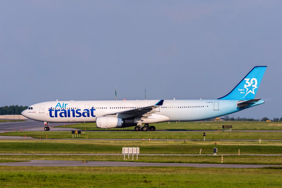 #AirTransat #Airbus A330 with 30th Anniversary livery, taxiing to a new holding position at the #Ottawa #Airport #YOW