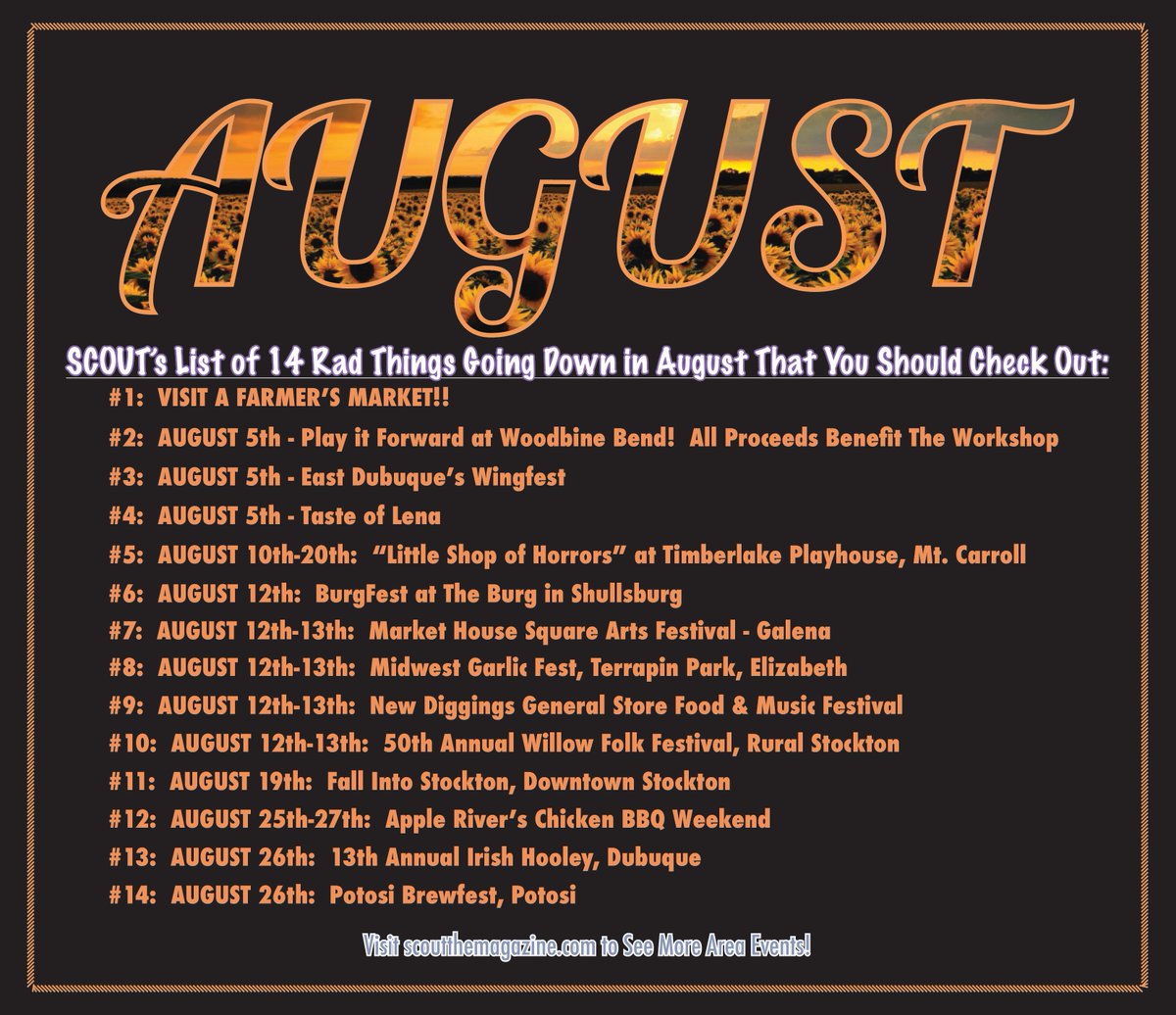 SCOUTtheMag's tweet photo. Here's what's good in August #SCOUTLocal #galena #dubuque https://t.co/bx8p7BHFiP