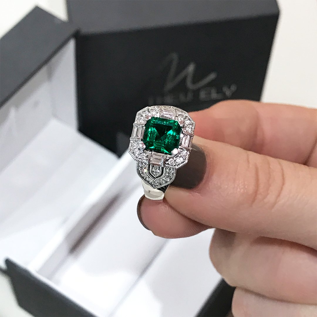 Crafted to last for an eternity, you’ll love this stunning Emerald and Diamond Ring for countless years to come.