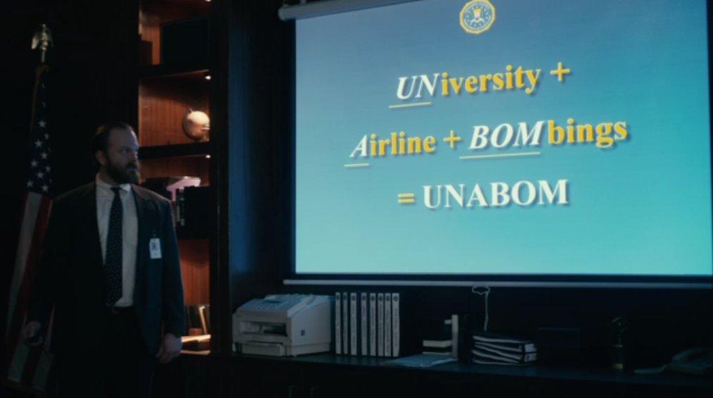 ManhuntShow's tweet photo. The Unabomber got his name from the media after his early targeting of UNiversities and Airlines. #ManhuntUNABOMBER https://t.co/SKC7xl3m5z