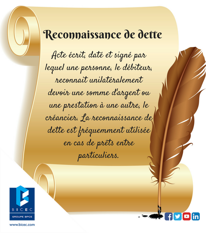 BICEC_Cares's tweet photo. [LEXIQUE BANCAIRE]
Reconnaissance de Dette : https://t.co/IXsl5hVqDs