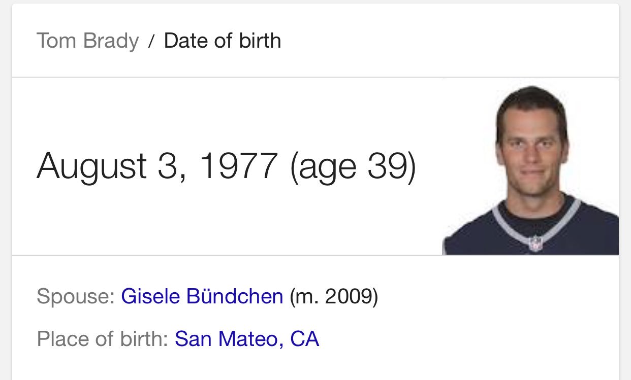 Yay im excited for the people to wish tom brady happy birthday knowing that there is no chance he will see it 