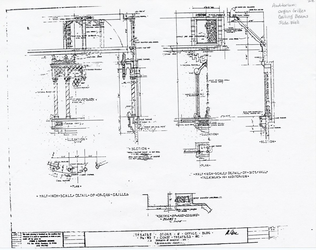 FoxFoundation's tweet photo. Blueprint of grills that can be found on both sides of the stage. These grills used to hold organ pipes. They now hold bass speakers. https://t.co/tUJHbZJiRE