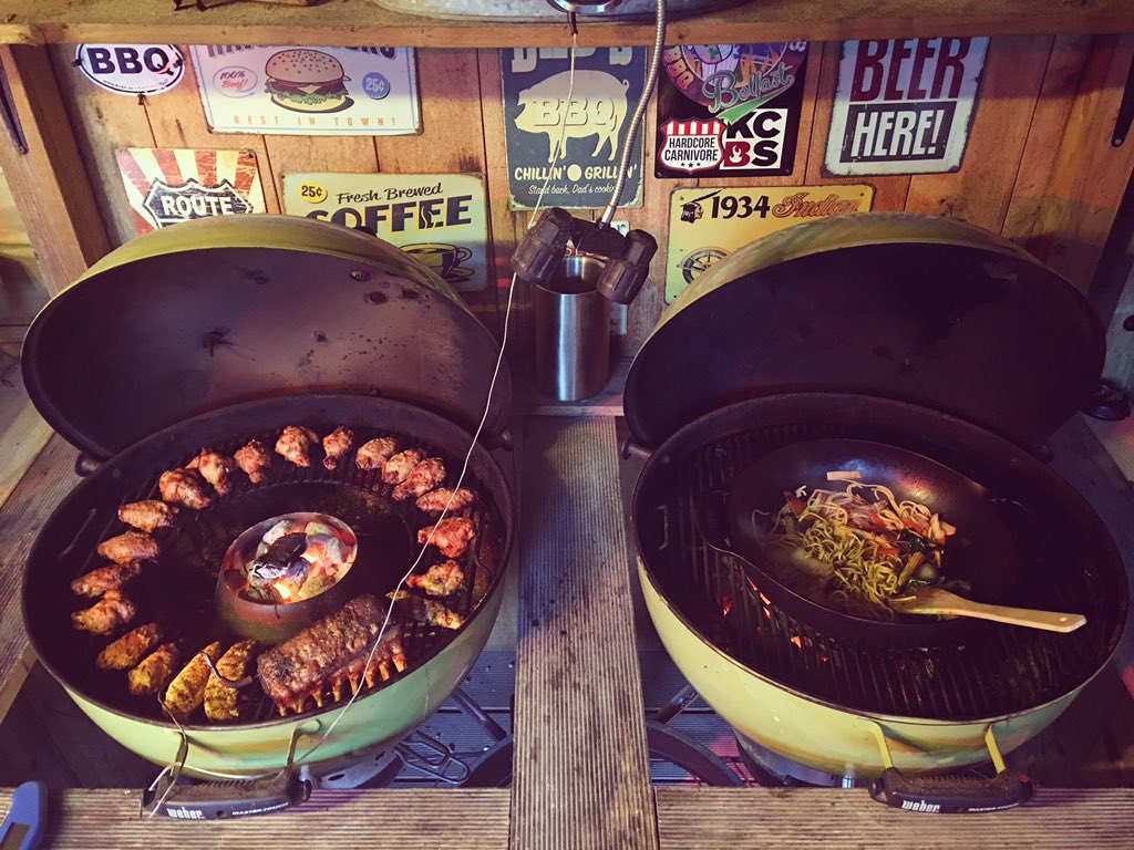 onlyslaggin's tweet photo. Bit of a cook and trial run tonight - @Weberbarbecues #GBSWok in action, #ProSmoke #FuelDome for wings trial! Rack of Lamb & Stirfry Veg https://t.co/ZcsJYZnLk2